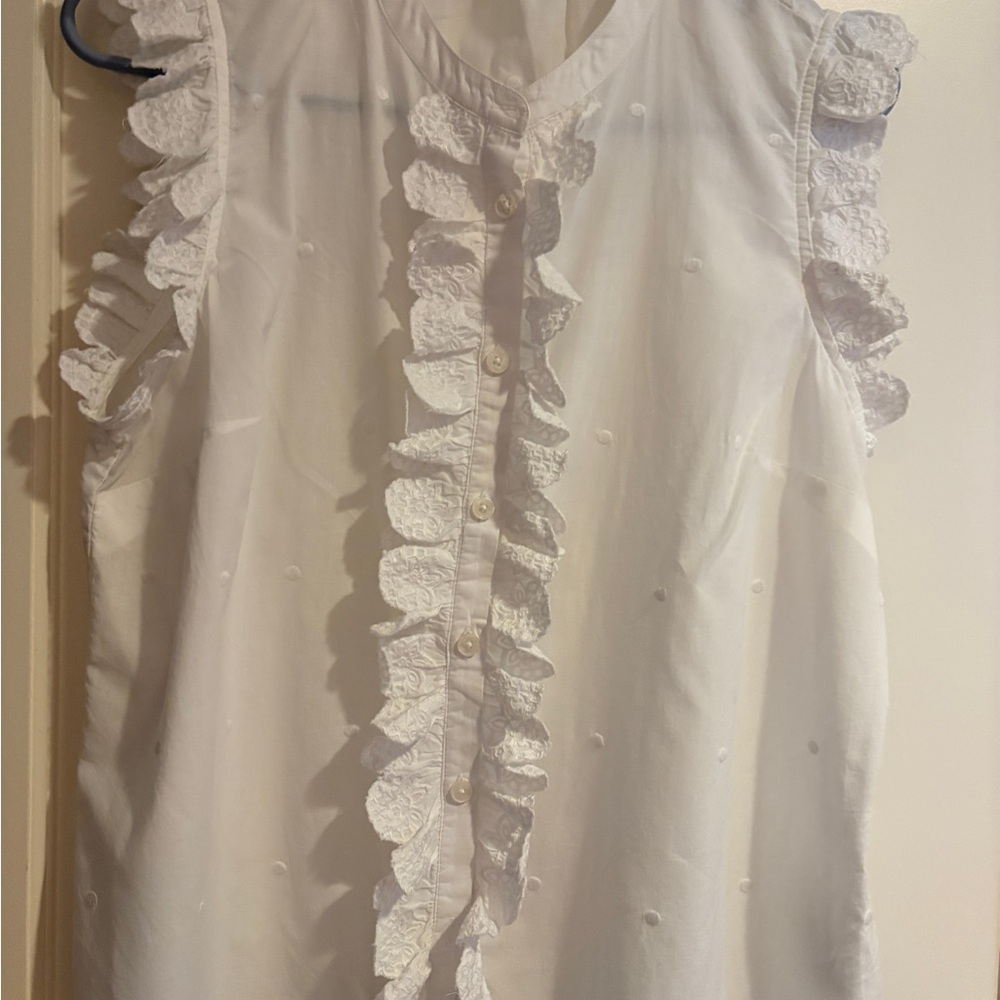 White Ruffled Sleeveless Top